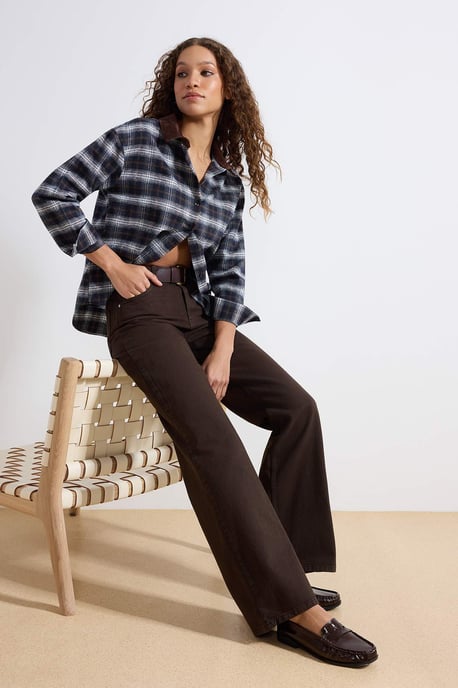 TRENDYOLMİLLA Dames Bruin Effen Wijde pijp Hoge taille Jeans - Image 5
