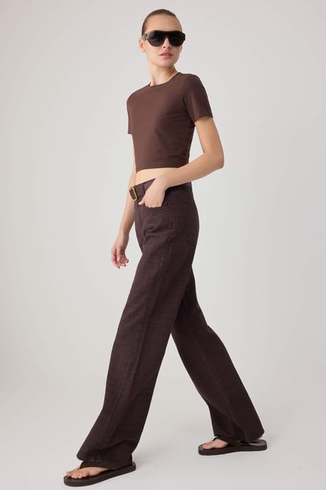 TRENDYOLMİLLA Dames Bruin Effen Wijde pijp Hoge taille Jeans - Image 4