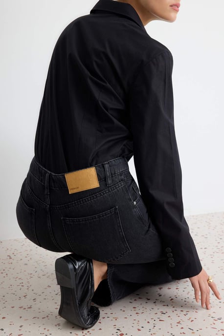 TRENDYOLMİLLA Dames Zwart Effen Wijde pijp Hoge taille Jeans - Image 2