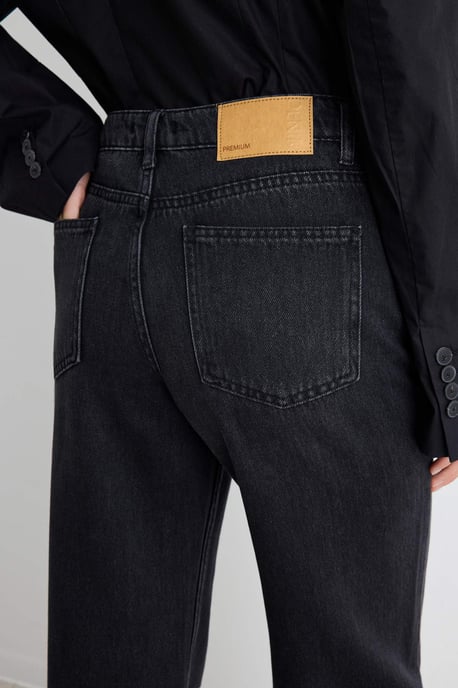 TRENDYOLMİLLA Dames Zwart Effen Wijde pijp Hoge taille Jeans - Image 3