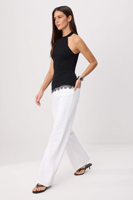 TRENDYOLMİLLA Dames Wit Effen Wijde pijp Hoge taille Jeans - Image 1