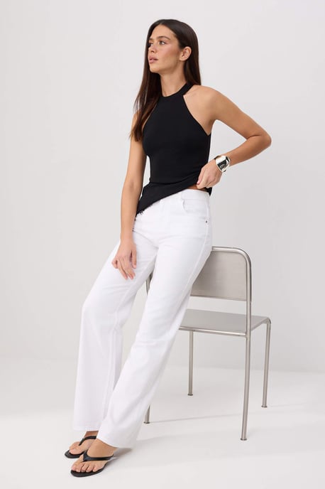 TRENDYOLMİLLA Dames Wit Effen Wijde pijp Hoge taille Jeans - Image 6