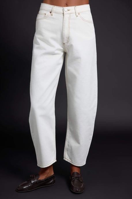 TRENDYOLMİLLA Dames Wit Effen Barrel Hoge taille Jeans - Image 2