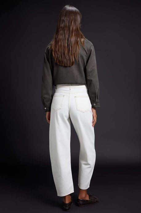 TRENDYOLMİLLA Dames Wit Effen Barrel Hoge taille Jeans - Image 3