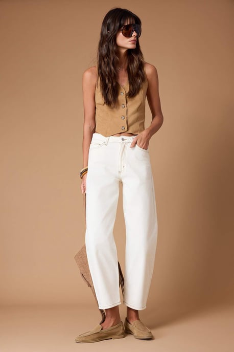 TRENDYOLMİLLA Dames Wit Effen Barrel Hoge taille Jeans - Image 5