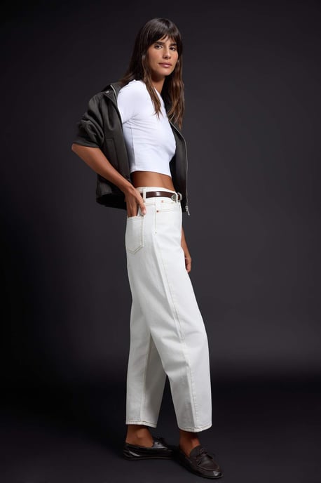 TRENDYOLMİLLA Dames Wit Effen Barrel Hoge taille Jeans - Image 6