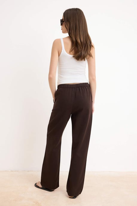 TRENDYOLMİLLA Dames Bruin Effen Wijde pijp Hoge taille Jeans - Image 3