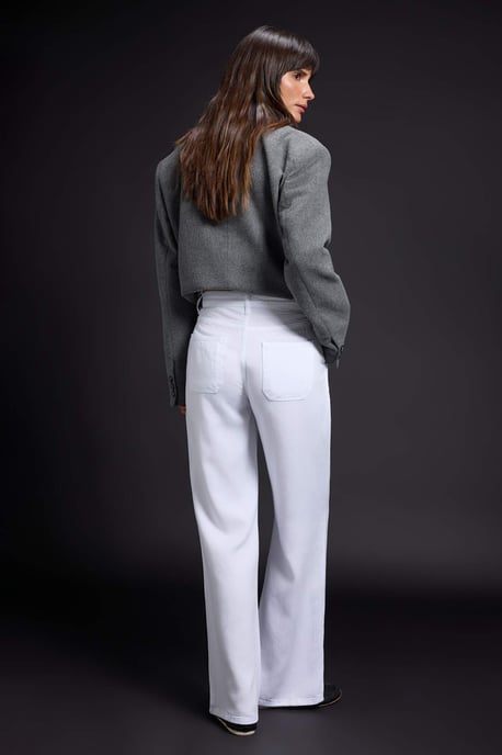 TRENDYOLMİLLA Dames Wit Effen Wijde pijp Lage taille Jeans - Image 3