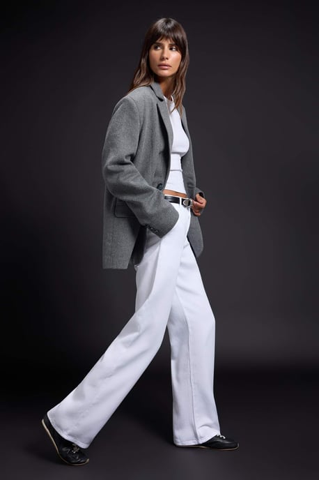 TRENDYOLMİLLA Dames Wit Effen Wijde pijp Lage taille Jeans - Image 6