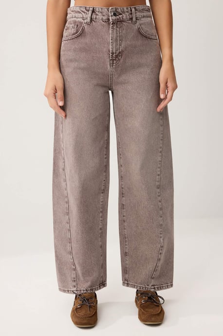 TRENDYOLMİLLA Dames Bruin Effen Barrel Hoge taille Jeans - Image 2