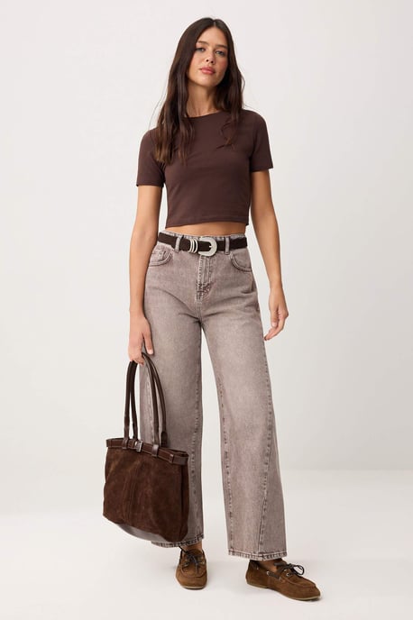 TRENDYOLMİLLA Dames Bruin Effen Barrel Hoge taille Jeans - Image 4