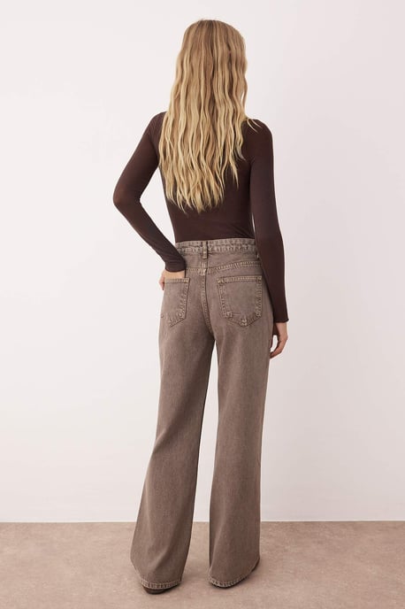 TRENDYOLMİLLA Dames Bruin Effen Wijde pijp Hoge taille Jeans - Image 2