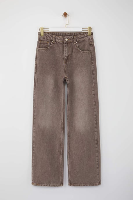 TRENDYOLMİLLA Dames Bruin Effen Wijde pijp Hoge taille Jeans - Image 4