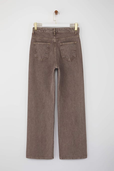 TRENDYOLMİLLA Dames Bruin Effen Wijde pijp Hoge taille Jeans - Image 5
