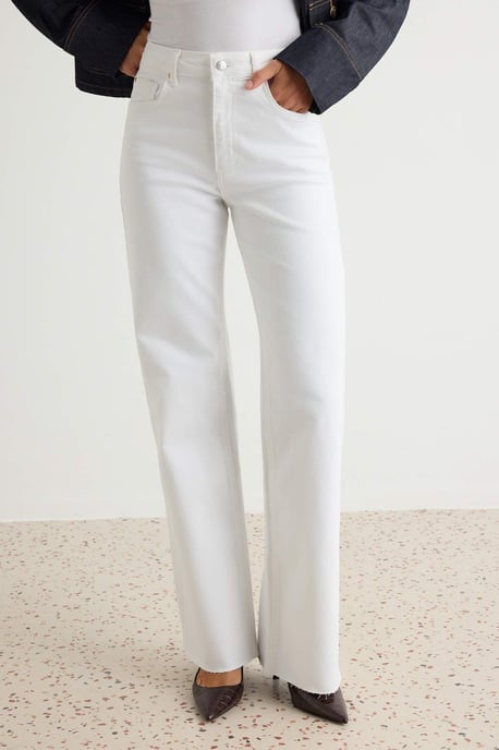 TRENDYOLMİLLA Dames Wit Effen Wijde pijp Hoge taille Jeans - Image 2