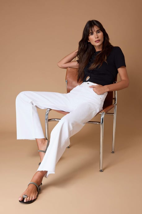 TRENDYOLMİLLA Dames Wit Effen Wijde pijp Hoge taille Jeans - Image 4
