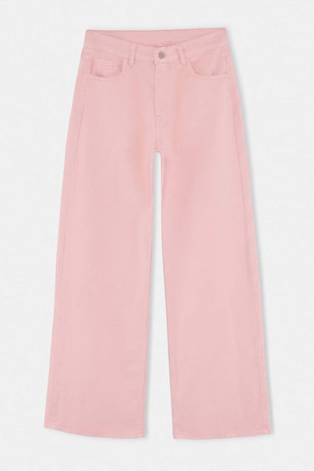 TRENDYOLMİLLA Dames Roze Effen Wijde pijp Hoge taille Jeans - Image 5