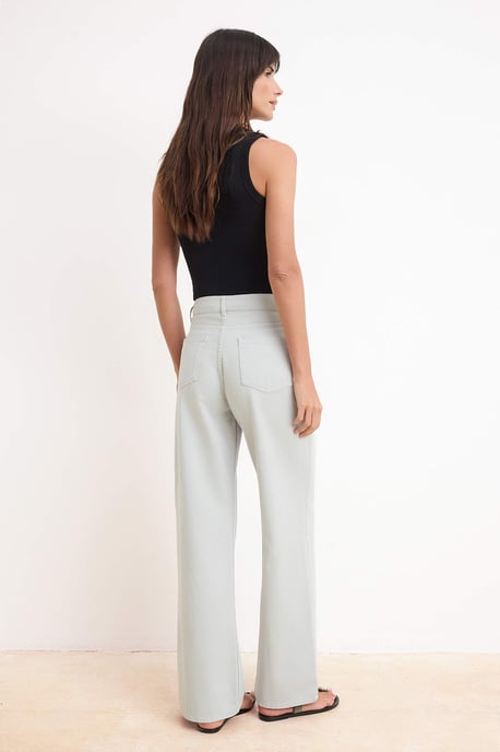 TRENDYOLMİLLA Dames Grijs Effen Wijde pijp Hoge taille Jeans - Image 3