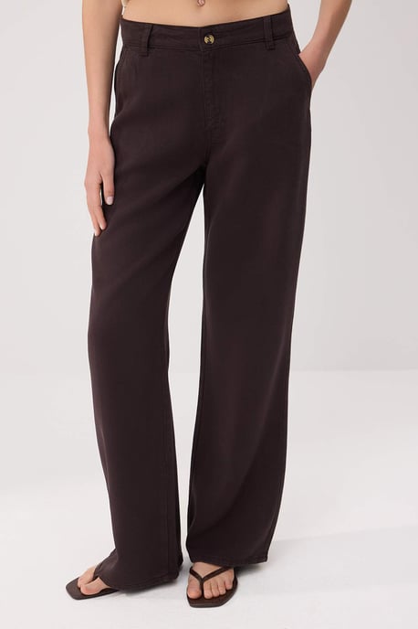TRENDYOLMİLLA Dames Bruin Effen Wijde pijp Lage taille Jeans - Image 2