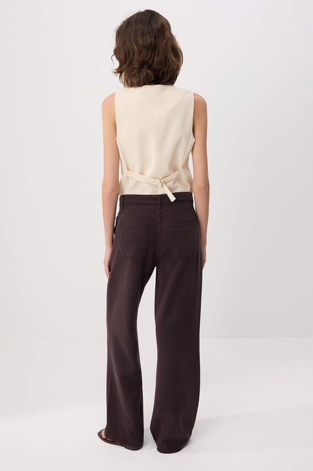 TRENDYOLMİLLA Dames Bruin Effen Wijde pijp Lage taille Jeans - Image 3