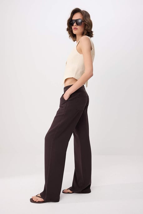 TRENDYOLMİLLA Dames Bruin Effen Wijde pijp Lage taille Jeans - Image 5