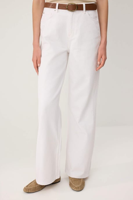 TRENDYOLMİLLA Dames Wit Effen Wijde pijp Hoge taille Jeans - Image 2
