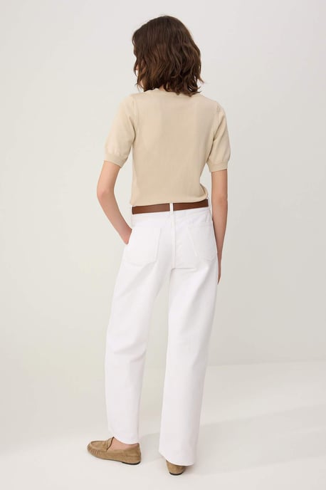 TRENDYOLMİLLA Dames Wit Effen Wijde pijp Hoge taille Jeans - Image 3