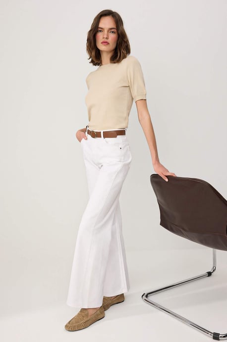 TRENDYOLMİLLA Dames Wit Effen Wijde pijp Hoge taille Jeans - Image 4