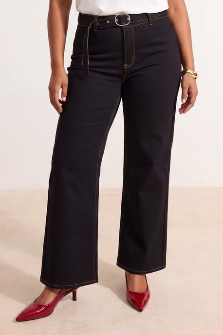 Trendyol Curve Dames Zwart Effen Hoge taille Grote maten Jeans - Image 3