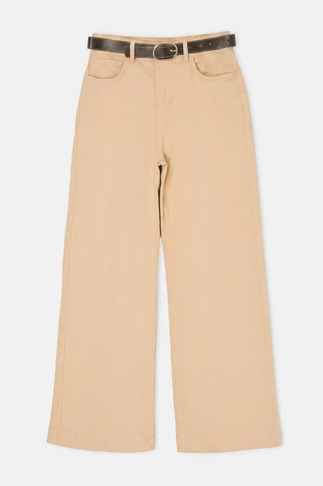 TRENDYOLMİLLA Dames Beige Effen Wijde pijp Hoge taille Jeans - Image 1