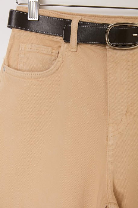 TRENDYOLMİLLA Dames Beige Effen Wijde pijp Hoge taille Jeans - Image 2