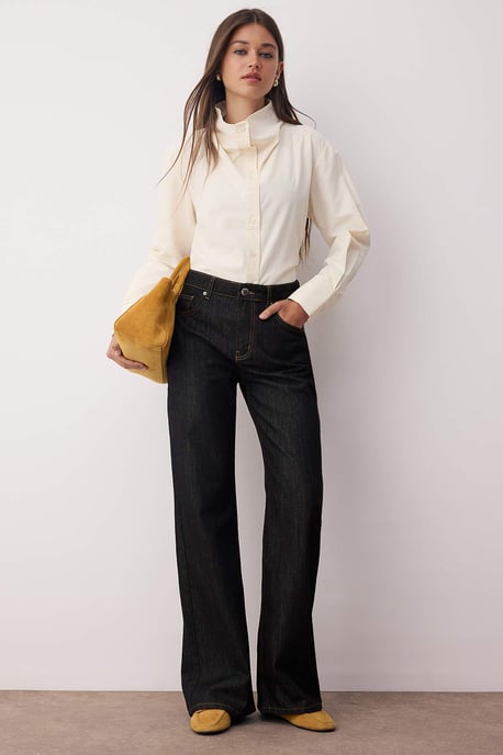 TRENDYOLMİLLA Dames Zwart Effen Wijde pijp Hoge taille Jeans - Image 2
