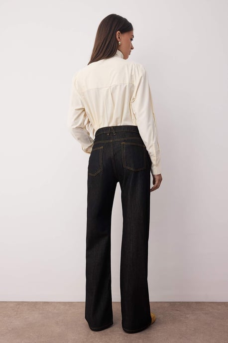 TRENDYOLMİLLA Dames Zwart Effen Wijde pijp Hoge taille Jeans - Image 3