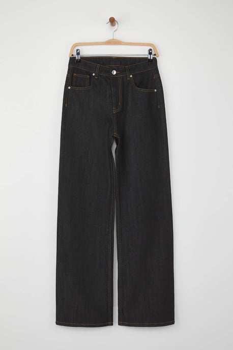 TRENDYOLMİLLA Dames Zwart Effen Wijde pijp Hoge taille Jeans - Image 4