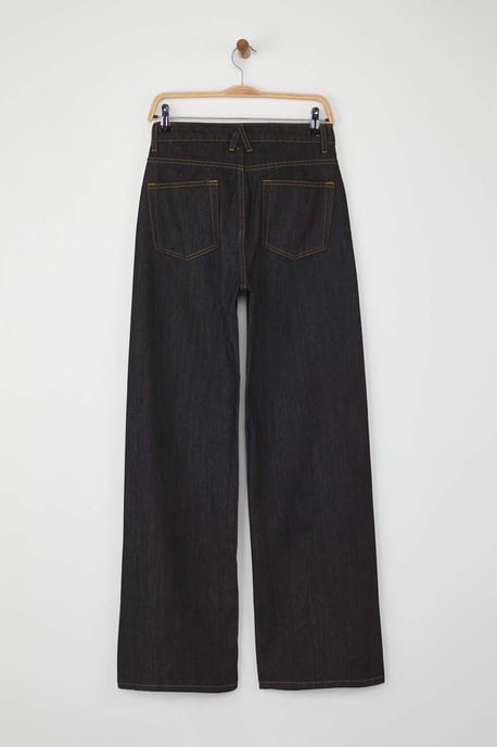 TRENDYOLMİLLA Dames Zwart Effen Wijde pijp Hoge taille Jeans - Image 5