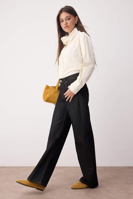 TRENDYOLMİLLA Dames Zwart Effen Wijde pijp Hoge taille Jeans - Image 6