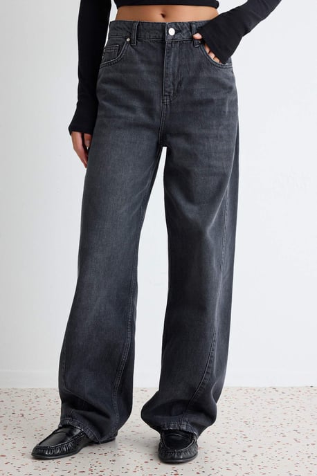 TRENDYOLMİLLA Dames Grijs Effen Barrel Hoge taille Jeans - Image 2