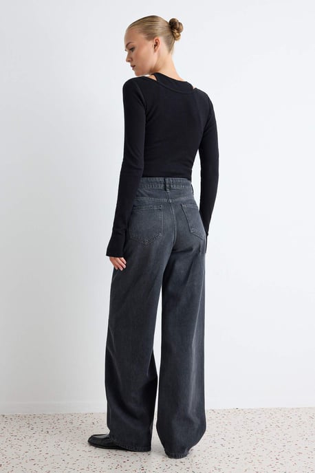 TRENDYOLMİLLA Dames Grijs Effen Barrel Hoge taille Jeans - Image 3