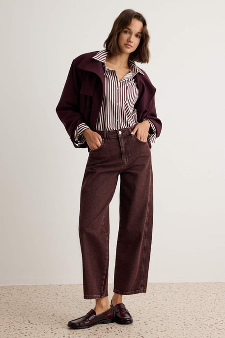 TRENDYOLMİLLA Dames Effen Barrel Normale taille Jeans - Image 1
