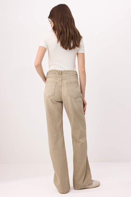 TRENDYOLMİLLA Dames Beige Effen Wijde pijp Hoge taille Jeans - Image 3
