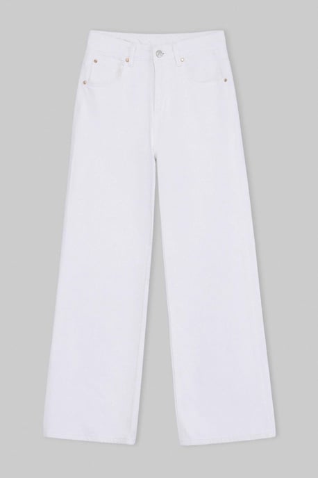 TRENDYOLMİLLA Dames Wit Effen Wijde pijp Hoge taille Jeans - Image 4