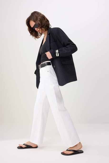 TRENDYOLMİLLA Dames Wit Effen Wijde pijp Hoge taille Jeans - Image 6
