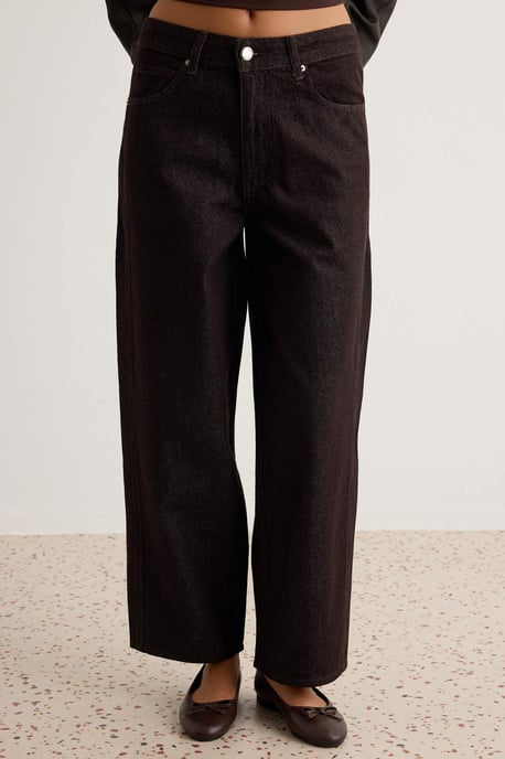 TRENDYOLMİLLA Dames Bruin Effen Barrel Normale taille Jeans - Image 2