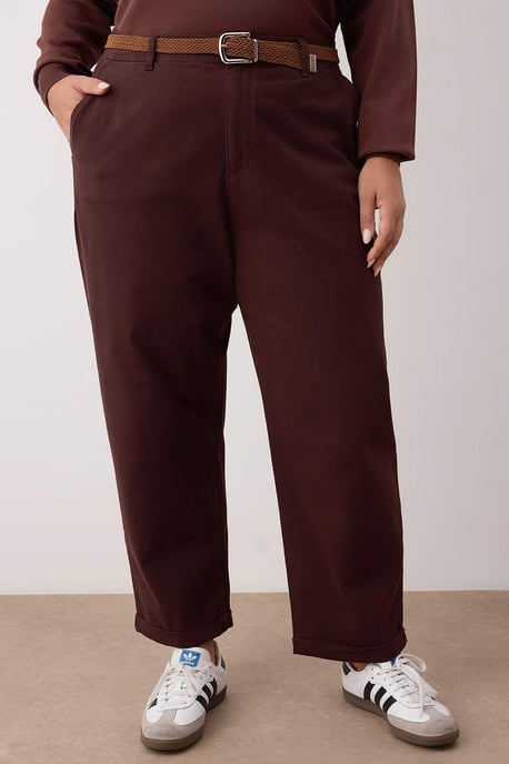 Trendyol Curve Dames Bruin Effen Mom Hoge taille Grote maten Jeans - Image 2
