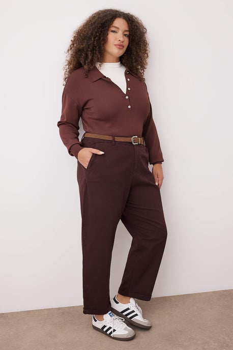 Trendyol Curve Dames Bruin Effen Mom Hoge taille Grote maten Jeans - Image 6