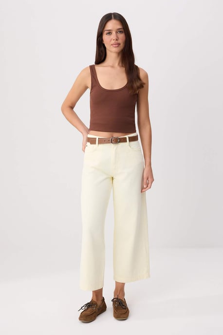 TRENDYOLMİLLA Dames Geel Effen Culotte Hoge taille Jeans - Image 1