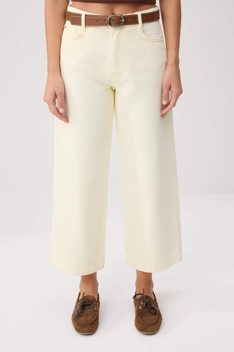 TRENDYOLMİLLA Dames Geel Effen Culotte Hoge taille Jeans - Image 2