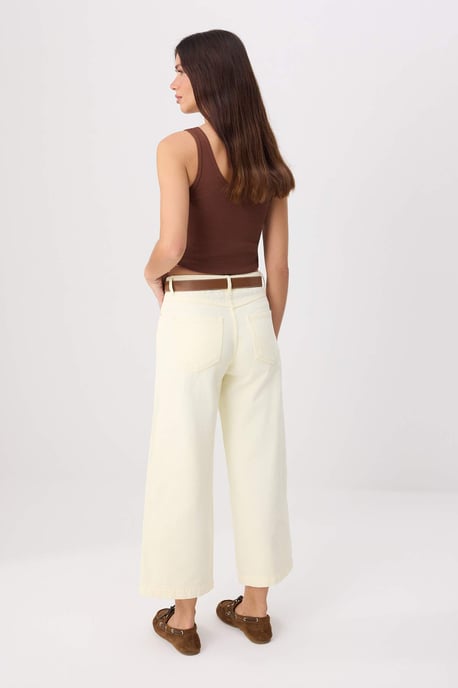 TRENDYOLMİLLA Dames Geel Effen Culotte Hoge taille Jeans - Image 3