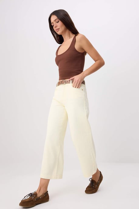TRENDYOLMİLLA Dames Geel Effen Culotte Hoge taille Jeans - Image 4