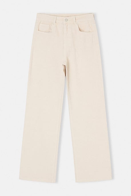 TRENDYOLMİLLA Dames Ecru Effen Wijde pijp Hoge taille Jeans - Image 4